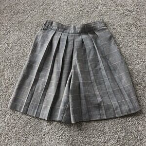 Vintage Katie Brooke Shorts Womens 14 Gray Plaid Twill Culotte Pleated